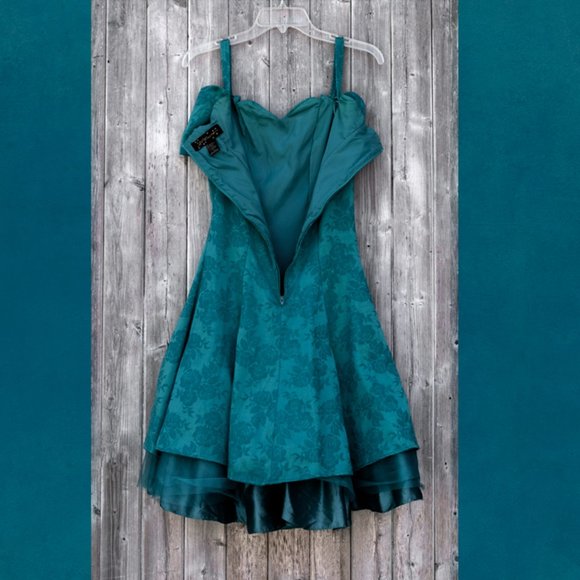 Vintage Notorious Teal Prom Dress Size 5 - Picture 5 of 6